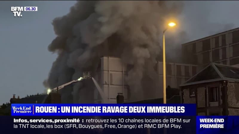 Rouen: deux immeubles désaffectés s’effondrent lors d’un important incendie