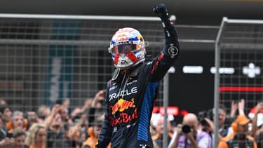 La joie de Max Verstappen après sa victoire au GP de Chine le 21 avril 2024