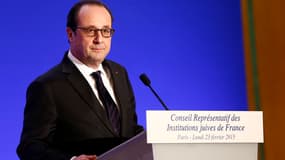 François Hollande lundi 23 février lors du dîner annuel du Crif.