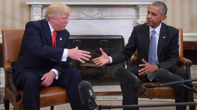 Donald Trump et Barack Obama réunis dans le Bureau ovale.