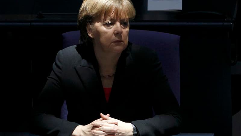 La chancelière allemande, Angela Merkel. Malgré son soutien explicite à la réélection de Nicolas Sarkozy, la dirigeante allemande se prépare discrètement à la possibilité de voir François Hollande accéder à la présidence française le 6 mai. /Photo prise l