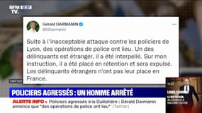Policiers agressés à Lyon: Darmanin annonce qu'un "délinquant étranger" va être "expulsé"
