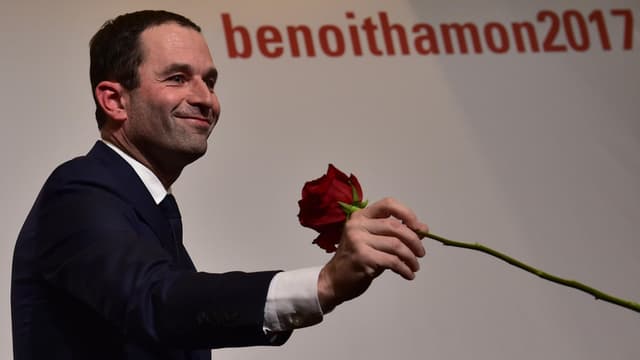 Benoit Hamon après sa victoire, dimanche soir