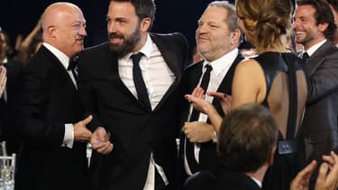 Harvey Weinstein entouré entre autres de Ben Affleck et Bradley Cooper.