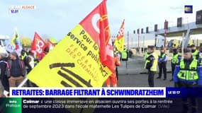 Retraite: des personnes rassemblées pour un barrage filtrant à Schwindratzheim