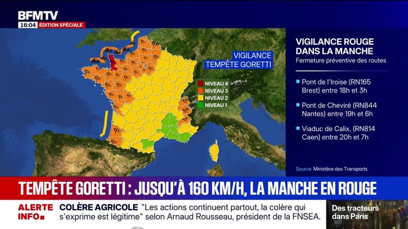Tempête Goretti: 33 départements en vigilance, la Manche en rouge