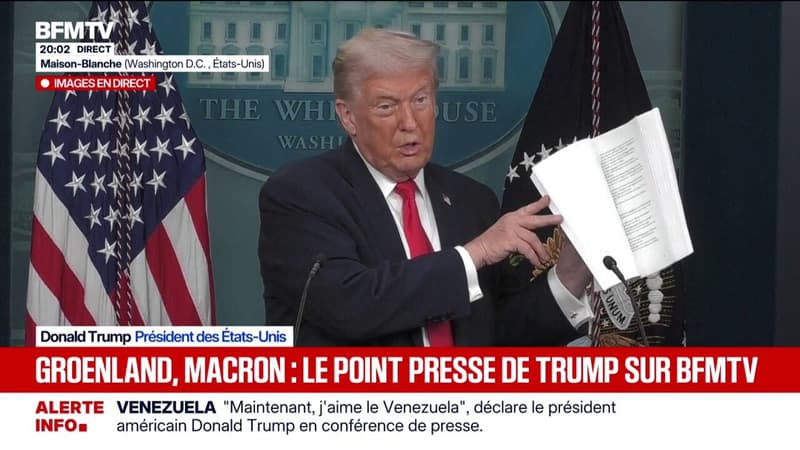 "Ici, nous avons le livre de tout ce que nous avons accompli": Donald Trump présente les victoires de sa politique en conférence de presse