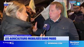 Paris: un mur de parpaings a été érigé devant l'Inrae par une centaine d'agriculteurs