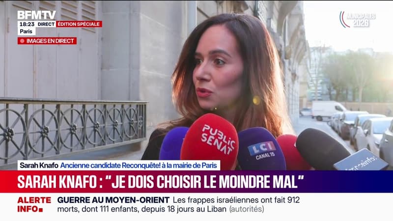 Municipales à Paris: "Je choisis le moindre mal", affirme Sarah Knafo en se désistant