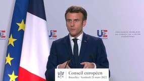 Emmanuel Macron à Bruxelles le 25 mars 2022.