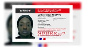 Cathy Fatoux N'Diaye est portée disparue depuis jeudi dernier.