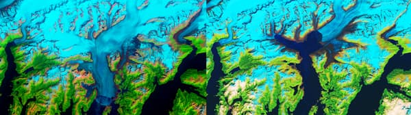 Le glacier Columbia, en Alaska, en 1986 et en 2019, captured by Landsat