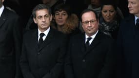 Nicolas Sarkozy et François Hollande aux Invalides lors de la cérémonie d'hommage à Arnaud Beltrame, en mars 2018.