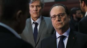 Le président de la République François Hollande et le ministre de l'Agriculture Stéphane Le Folle au salon de l'Agriculture à Paris le 27 février 2016.