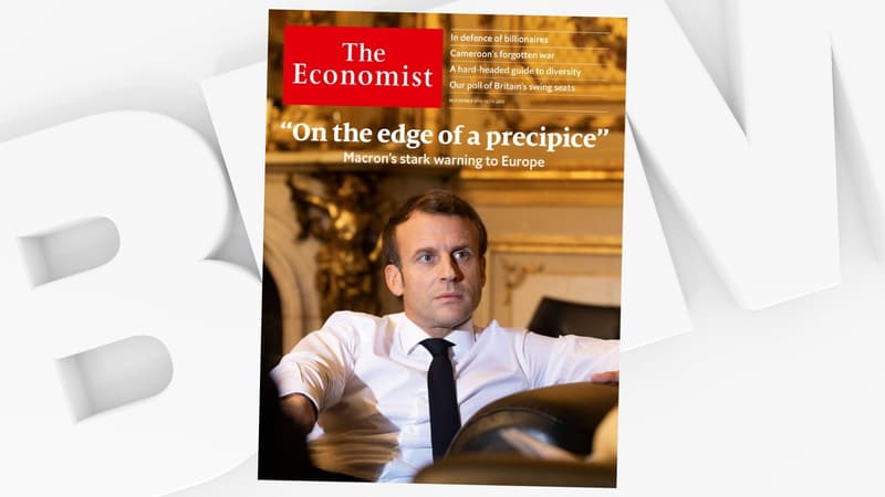 Emmanuel Macron à la une du magazine "The Economist", le 7 novembre 2019.