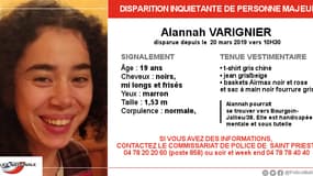 Alannah Varignier a disparu le 20 mars. 