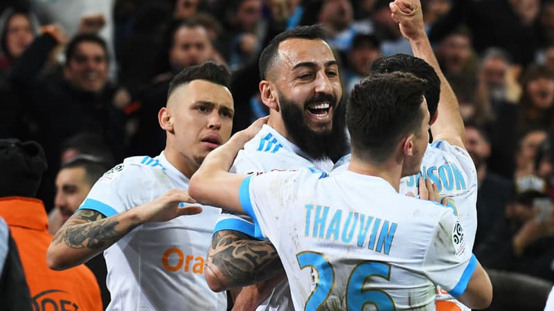 Kostas Mitroglou au Stade Vélodrome lors de OM-OL, le 18 mars 2018