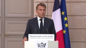 Emmanuel Macron lors d'une conférence de presse à l'Elysée le 4 septembre 2025.