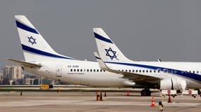 Des Boeing 737 de la compagnie aérienne israélienne El Al sur le tarmac de l'aéroport international Ben Gourion de Lod, dans la banlieue de Tel Aviv, le 20 février 2022. (photo d'illustration)