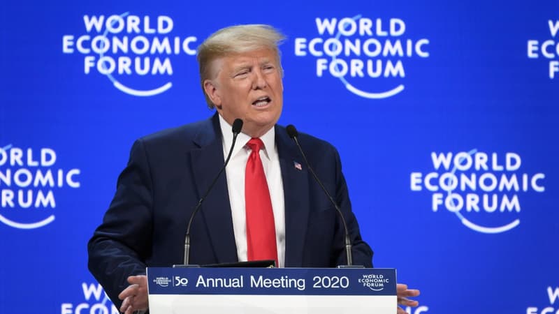 Le président des Etats-Unis Donald Trump lors de son discours au Forum Economique Mondial à Davos, en Suisse, le 21 janvier 2020
