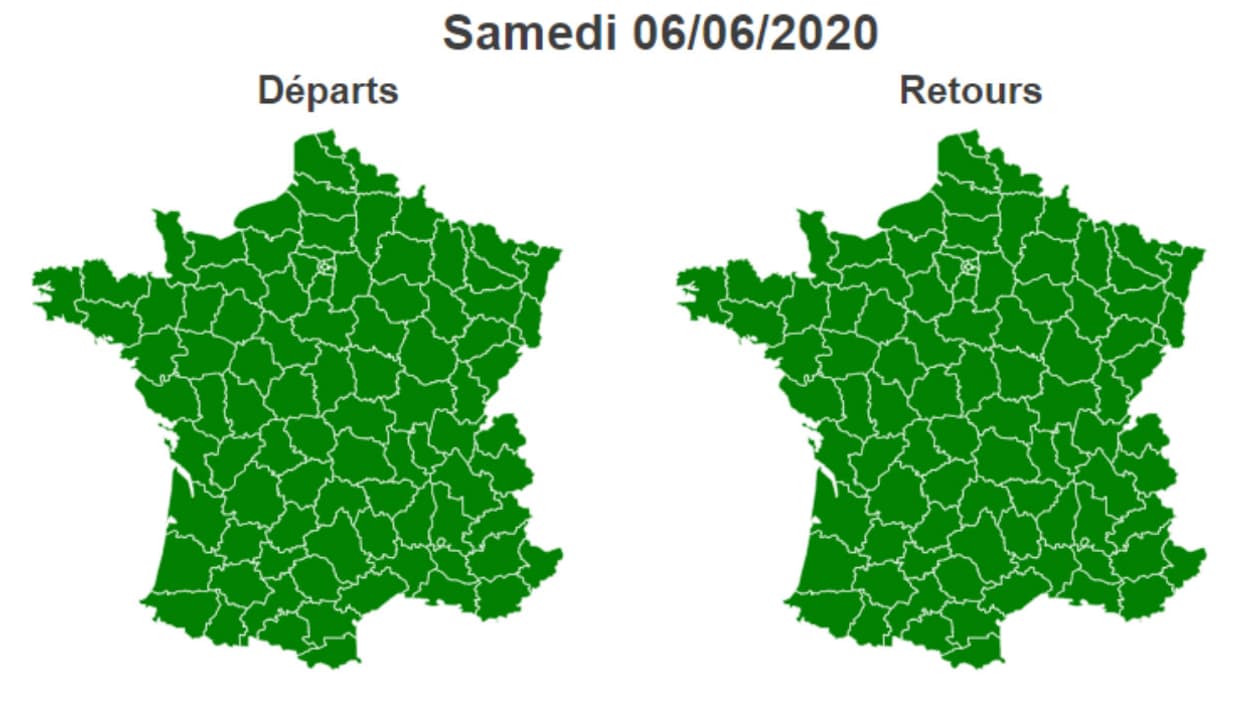 Pour samedi et dimanche, la France reste verte.