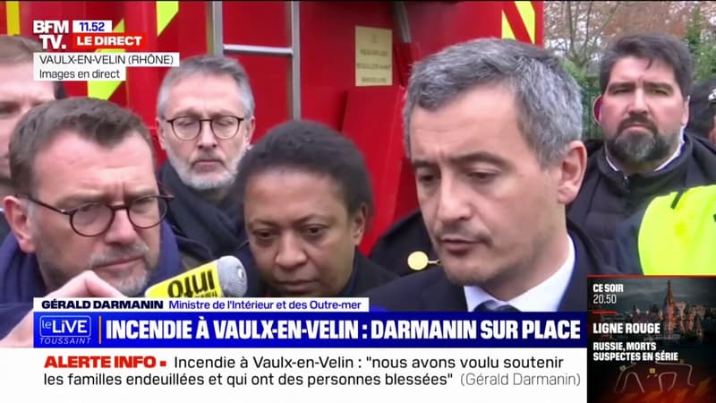Incendie de Vaulx-en-Velin: Gérald Darmanin évoque « 4 blessés très graves dont la vie est encore en danger »