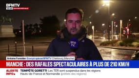 "C'est impressionnant": la tempête Goretti s'abat sur Cherbourg dans la Manche avec des rafales à 148km/h