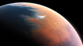 Vue d'artiste de Mars et de son probable océan, il y a quatre milliards d'années.