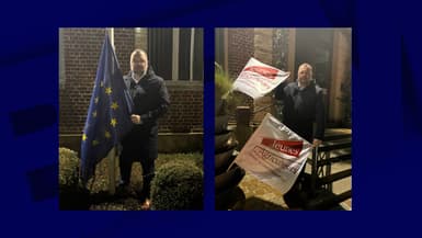 Nicolas Bertrand, maire des Grandes-Ventes en Seine-Maritime, a retiré les drapeaux européens du fronton de sa mairie en solidarité avec les agriculteurs. 