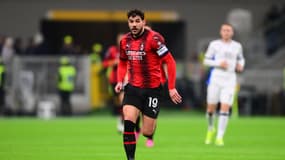Théo Hernandez lors du match AC Milan-Atalanta Bergame (1-1, Serie A), le 25 février 2024