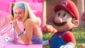 Margot Robbie dans le film "Barbie" et extrait du film "Mario"