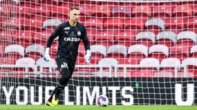Pau Lopez lors d'un match de préparation de l'OM, en juillet 2022