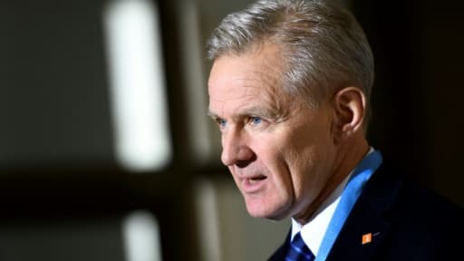 Jan Egeland, chargé du groupe de travail de l'Onu sur l'aide humanitaire en Syrie, lors d'une conférence de presse à Genève le 5 janvier 2017