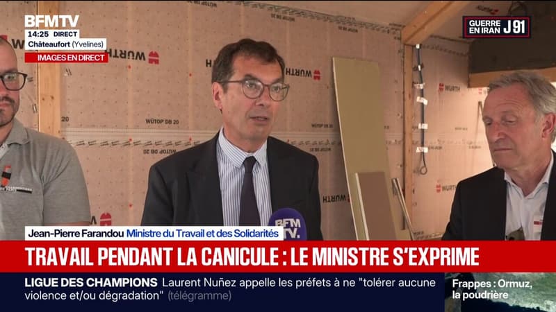 Travail pendant la canicule: "Il faut être encore plus vigilants sur les autres risques", affirme Jean-Pierre Farandou, ministre du Travail