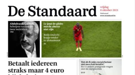 La Une du Standaard La Une du Standaard