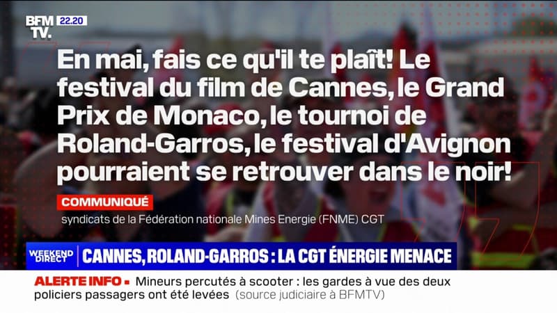 La CGT Énergie menace de perturbations le Festival de Cannes et Roland-Garros et annonce 