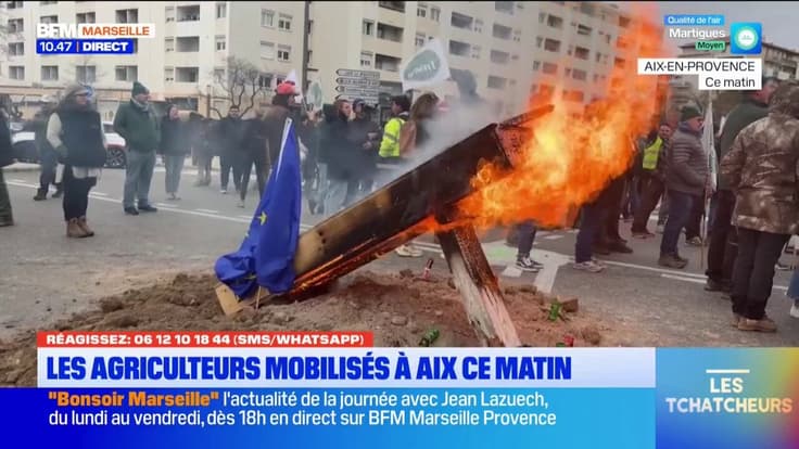 Les agriculteurs mobilisés à Aix ce matin. Les Tchatcheurs 