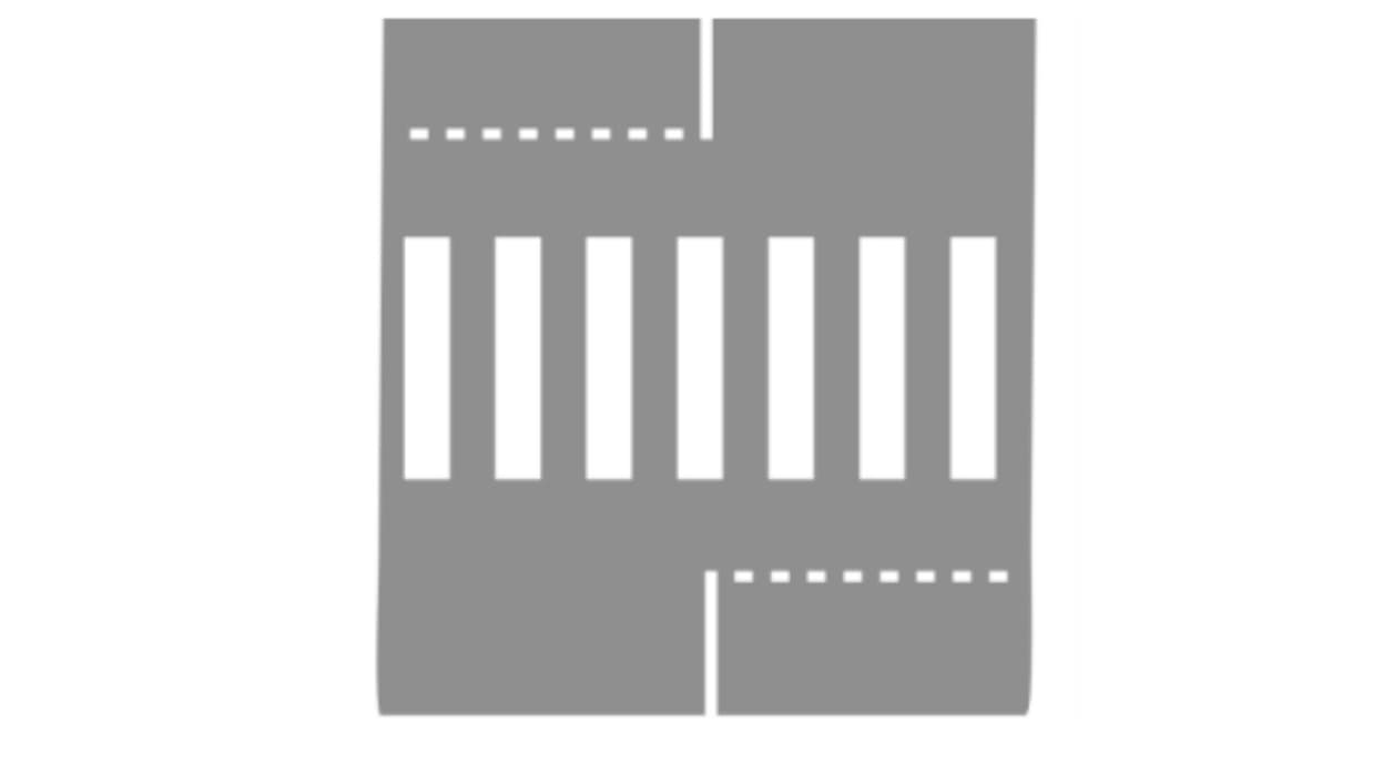 Ce trait pointillé installé 2 à 5 mètres du passage doit mettre une distance entre les véhicules et les piétons. Ce trait pointillé installé 2 à 5 mètres du passage doit mettre une distance entre les véhicules et les piétons.
