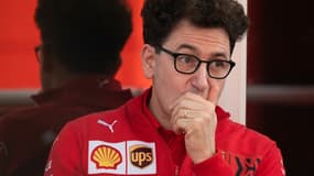 Le patron de l'écurie Ferrari, Mattia Binotto, sur le Circuit du Grand Prix des Etats-Unis de Formule 1, le 22 octobre 2021 à Austin (Texas)