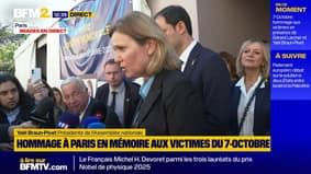 "Les institutions sont debout": Yaël Braun-Pivet s'exprime lors d'un hommage aux victimes du 7-Octobre