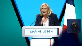 Marine Le Pen en meeting à Reims ce samedi.