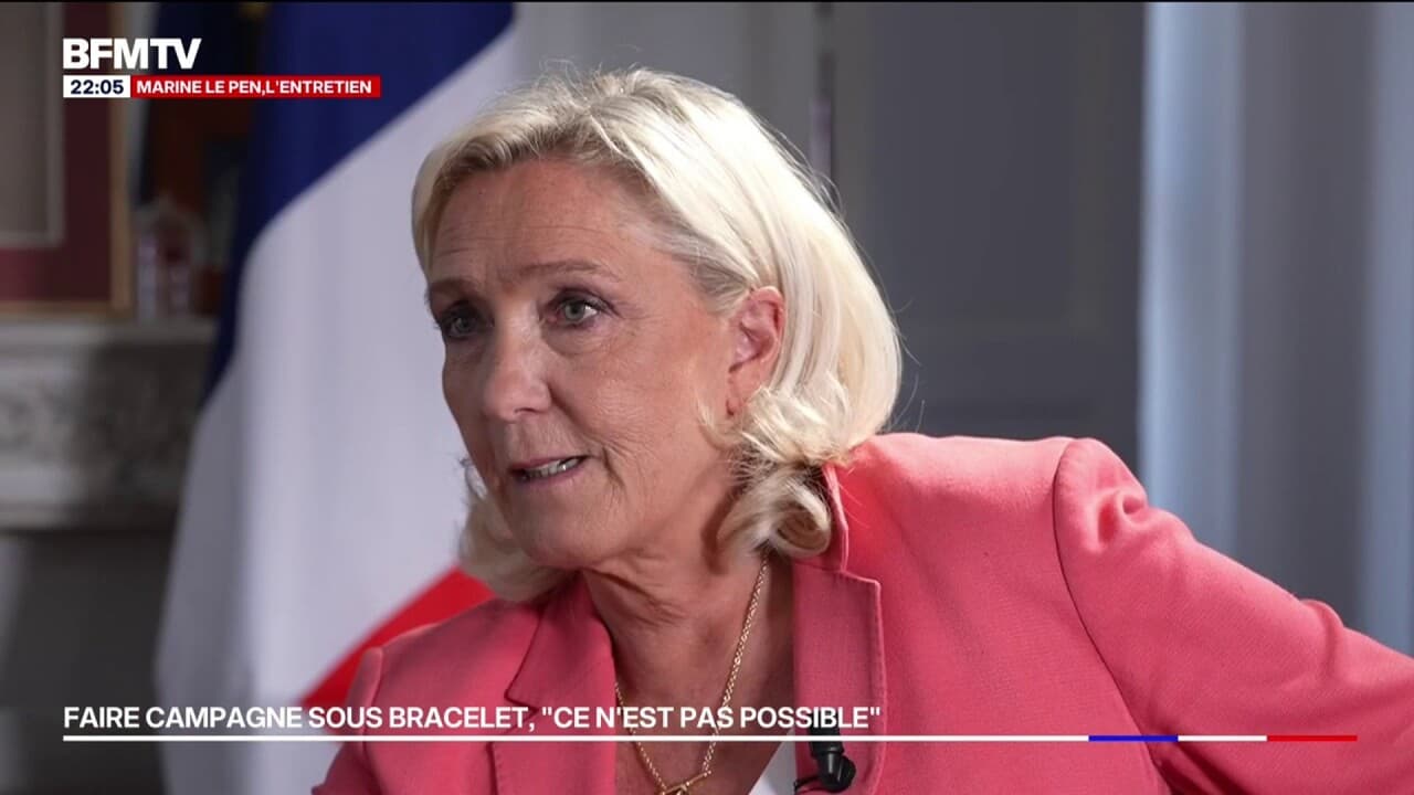 Faire campagne sous bracelet électronique: "On ne peut pas faire campagne dans ces conditions", estime Marine Le Pen Kép