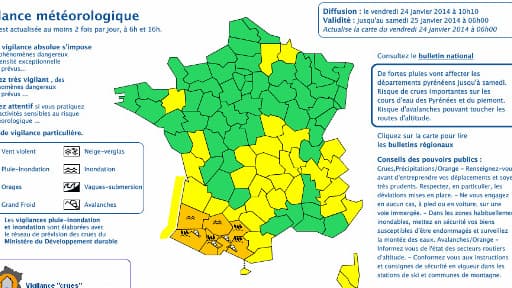 Six départements sont placés en vigilance orange.