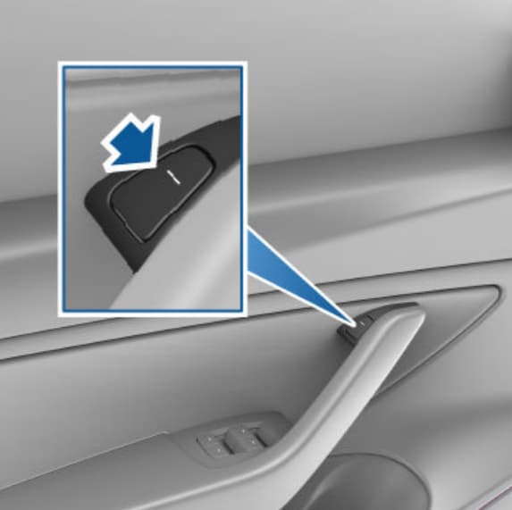 Le bouton d'ouverture en image dans le manuel d'utilisateur de la Model 3.