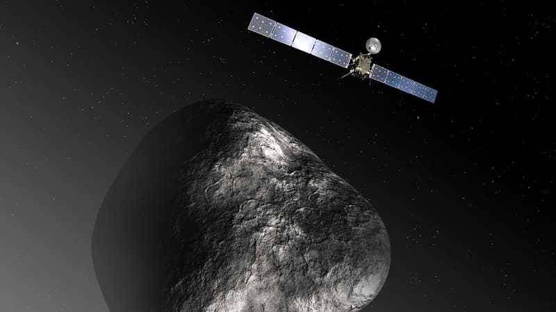 Image de synthèse de la sonde  Rosetta et de la comète Tchouri, publiée par l'ESA le 3 décembre 2012.