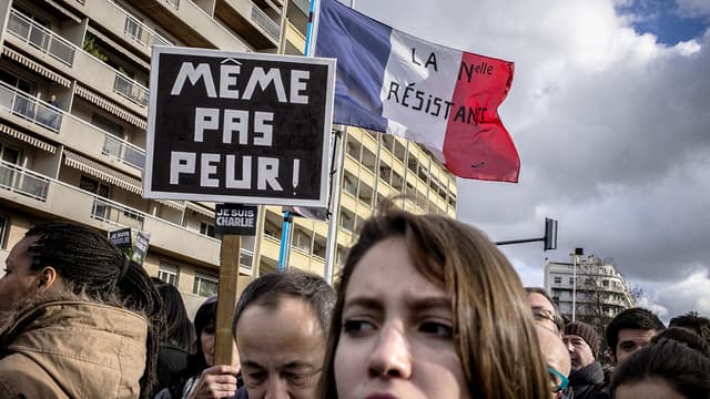 Manifestation de soutien après les attentats de Charlie Hebdo en janvier 2015.