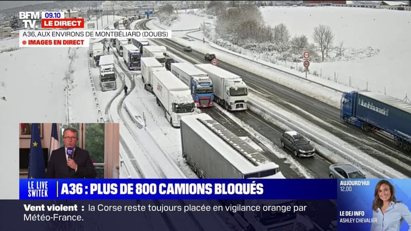 Neige et verglas: le ministre de Transports évoque près de 1750 camions encore bloqués sur l'A28 et A36