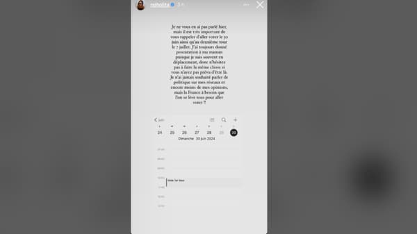 La story de l'influenceuse Noholita du lundi 10 juin. 