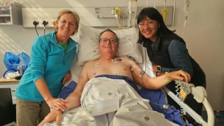 Roland Cherry accompagné de son épouse Shirley deux semaines après l'accident de canoë.