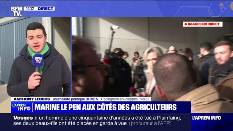Colère des agriculteurs: Marine Le Pen visite une exploitation agricole dans le Nord
